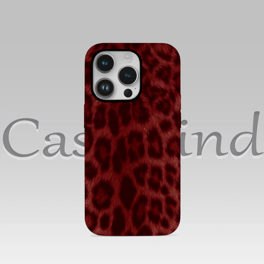 Kırmızı Leopar Desenli Estetik Telefon Kılıfı