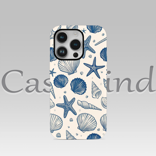 Mavi Deniz Kabukları Tasarım Silikon Telefon Kılıfı