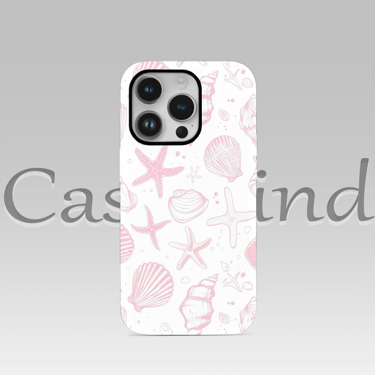 Pembe Deniz Kabukları & Denizyıldızı Desenli Yaz Temalı Telefon Kılıfı